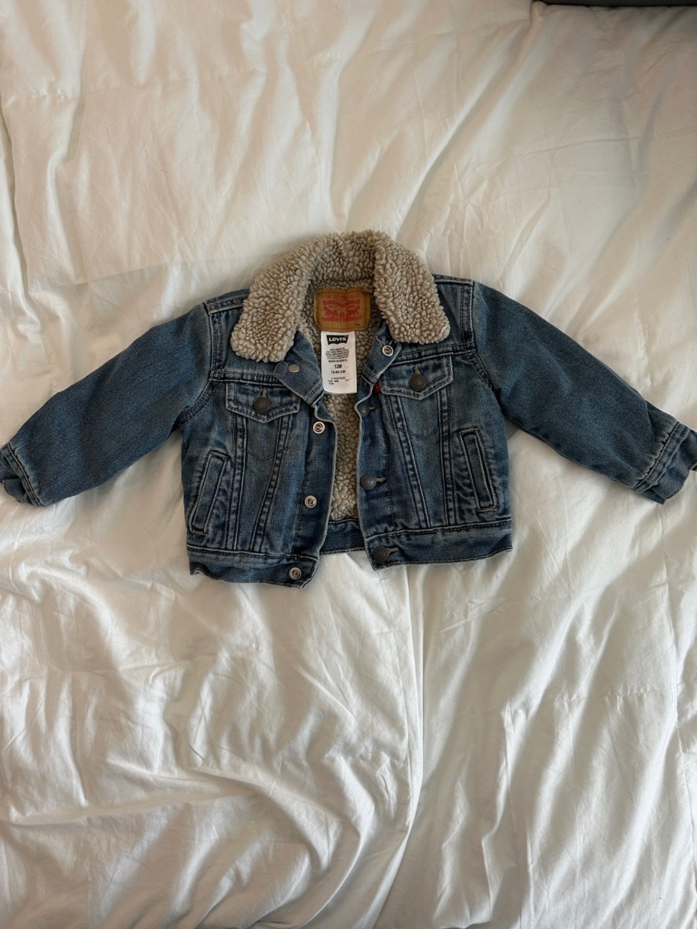 Levi's Kids Denim Jacket with Cream Sherpa Collar